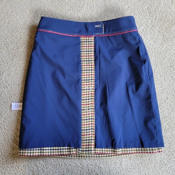 NWOT Talbots wool-blend houndstooth button skirt 19" long - Picture 2 of 9